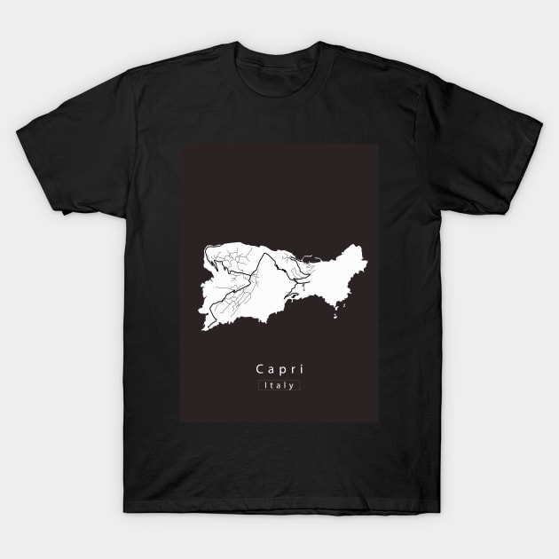 Capri Italy Island Map T-Shirt by Robin-Niemczyk